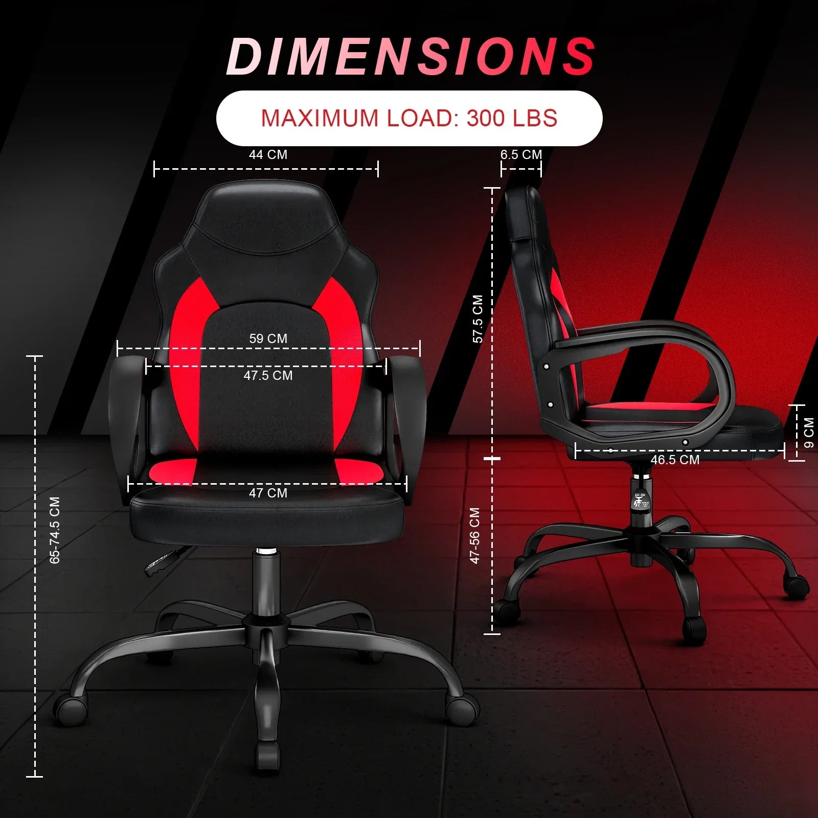 Ergonomic PU Leather Gaming Chair Swivel Adjustable Office Desk Chair Red