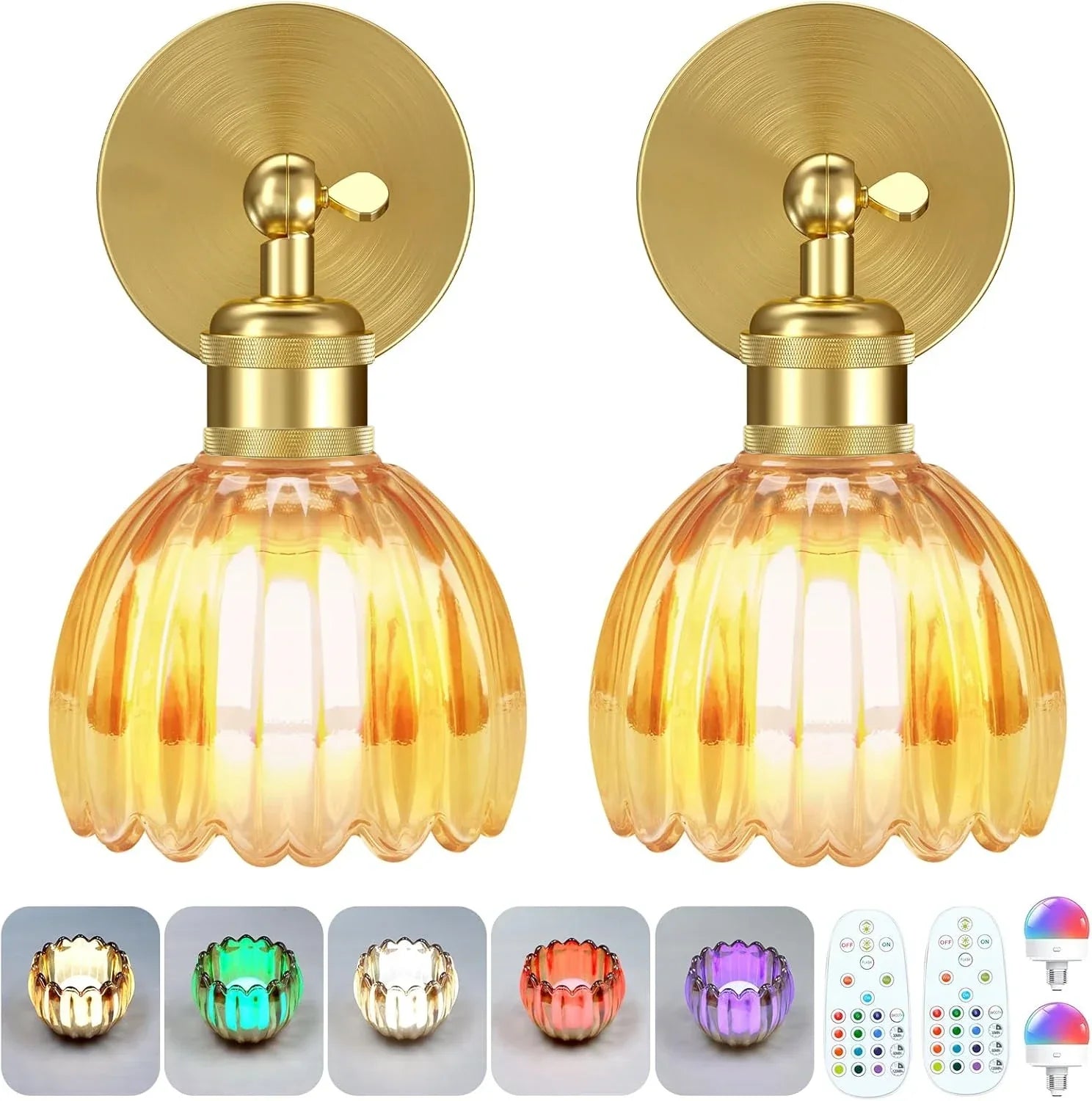Wireless Rechargeable Wall Light Remote Control Dimmable RGB LED Lamp 15 Color
