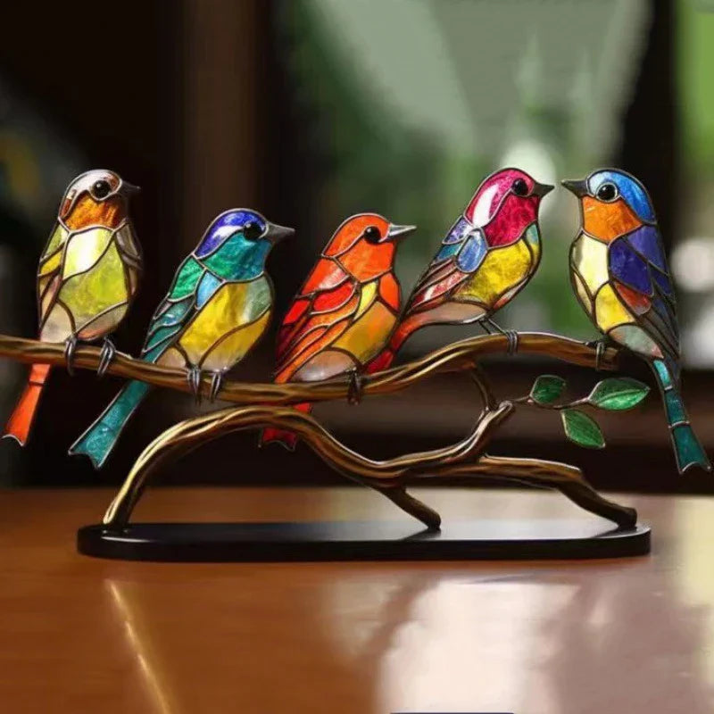 Colorful Bird Acrylic Desktop Decor Small Ornament for Home Office Shelf