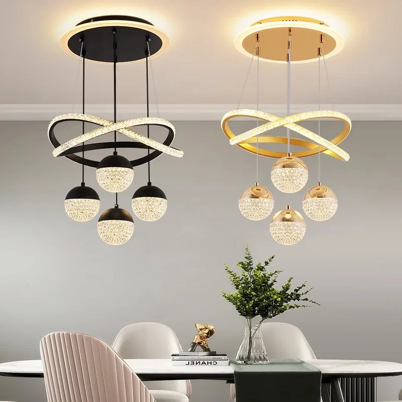 Modern Acrylic Crystal Chandelier Pendant Light LED Dining Bedroom Living Room