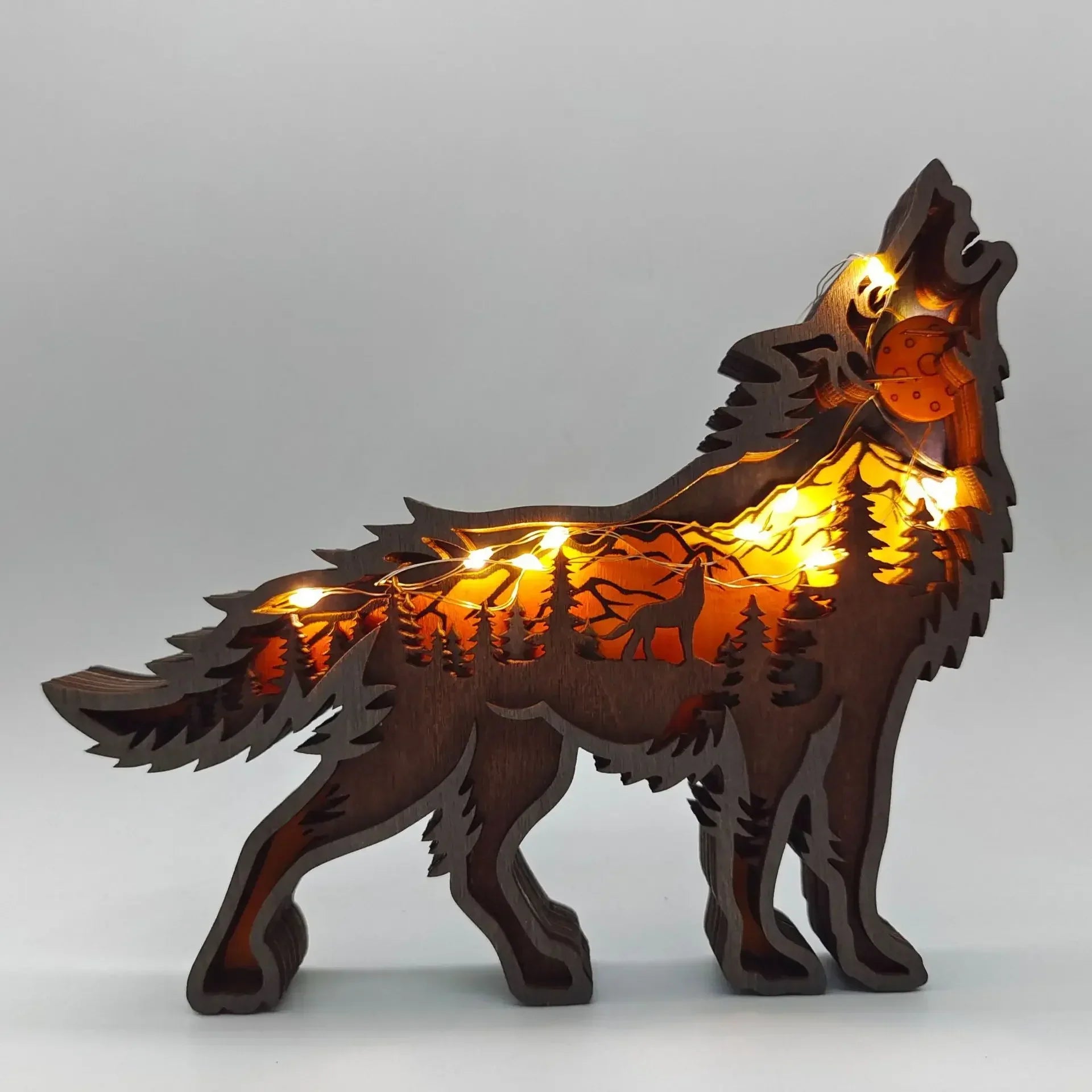 Wooden Animal LED Night Light Battery Table Lamp Kids Bedroom Decor Gift
