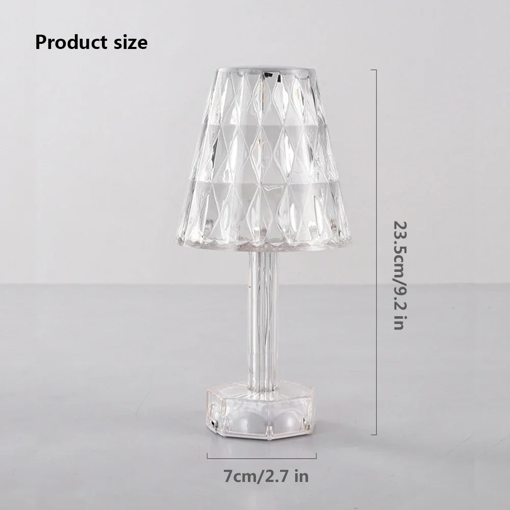 Diamond Crystal Projection Night Light USB Touch Control Bedside Desk Lamp Decor