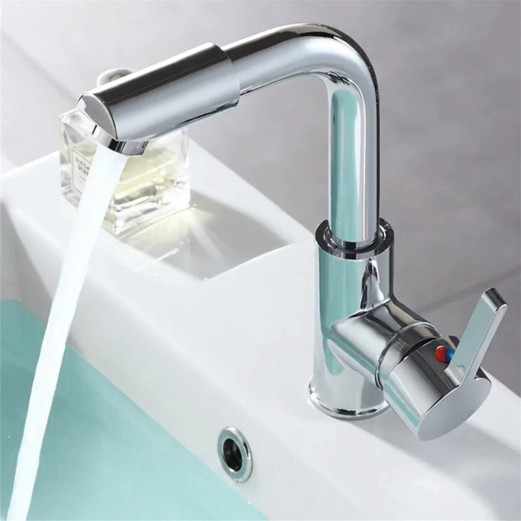 Bathroom Faucet 360° Rotate Chrome Deck Mounted Single Handle Mixer Tap Hot Cold