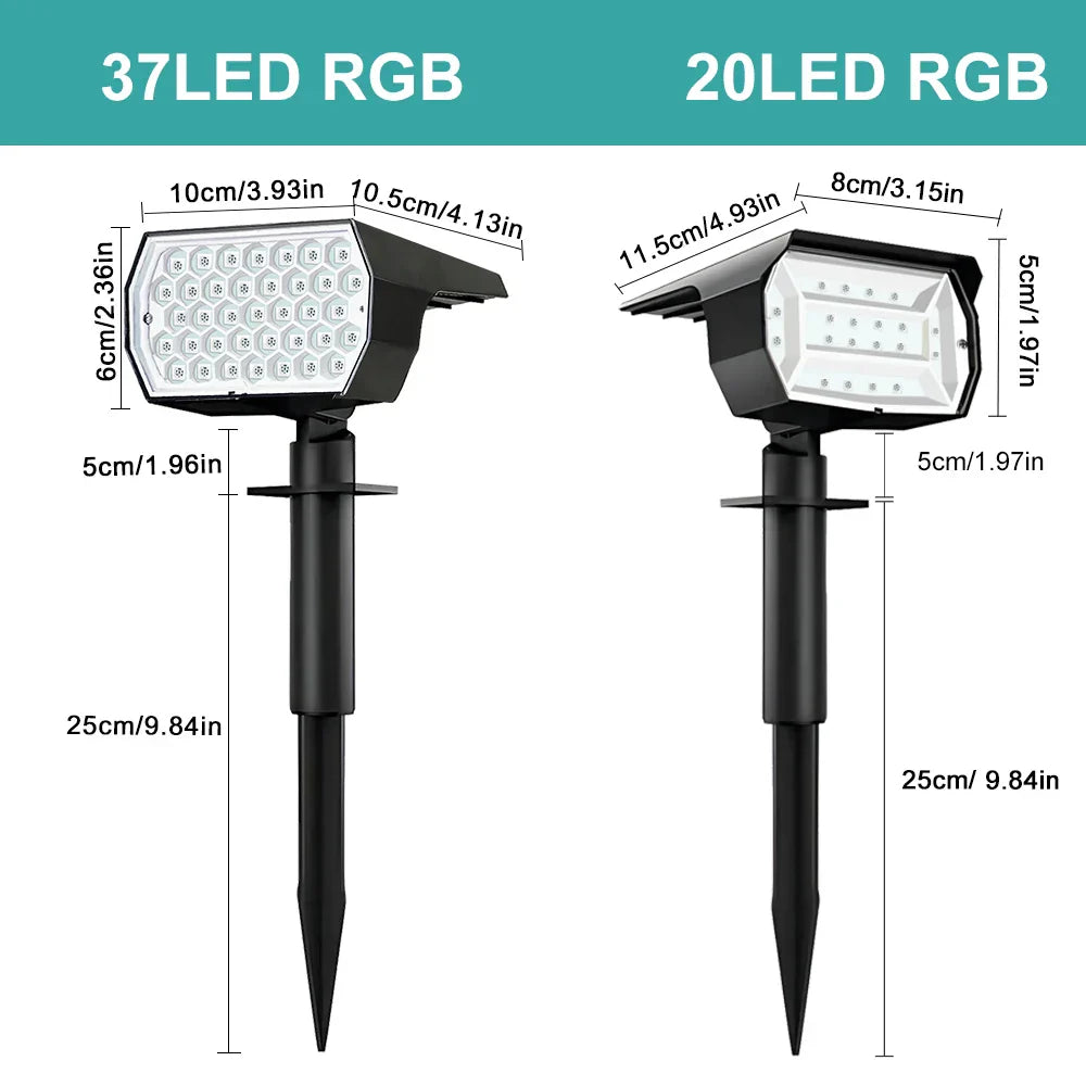 RGB Solar Landscape Spotlights Outdoor Waterproof LED Lights for Garden Decor