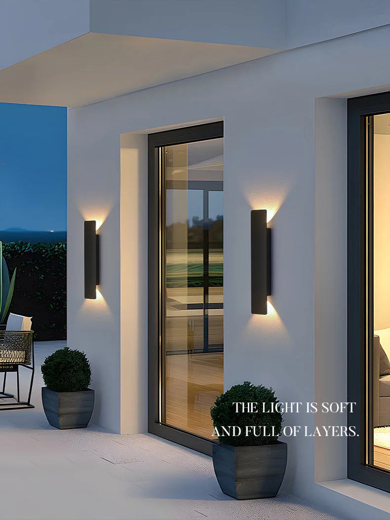 Outdoor Waterproof Wall Light – 18W LED Black Aluminum Exterior Lamp for Bedroom