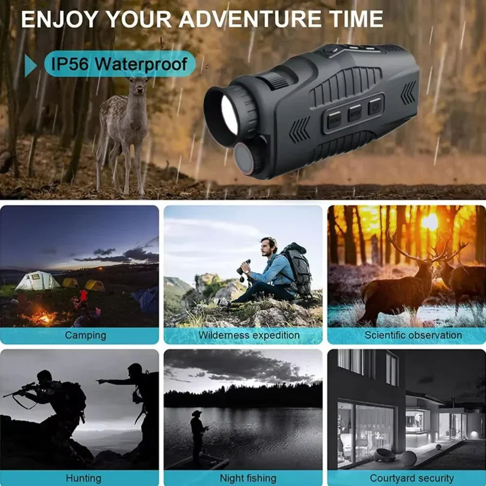 1080P Night Vision Monocular with Infrared Zoom HD Hunting Telescope for Day/Night Use