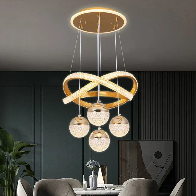 Modern Acrylic Crystal Chandelier Pendant Light LED Dining Bedroom Living Room