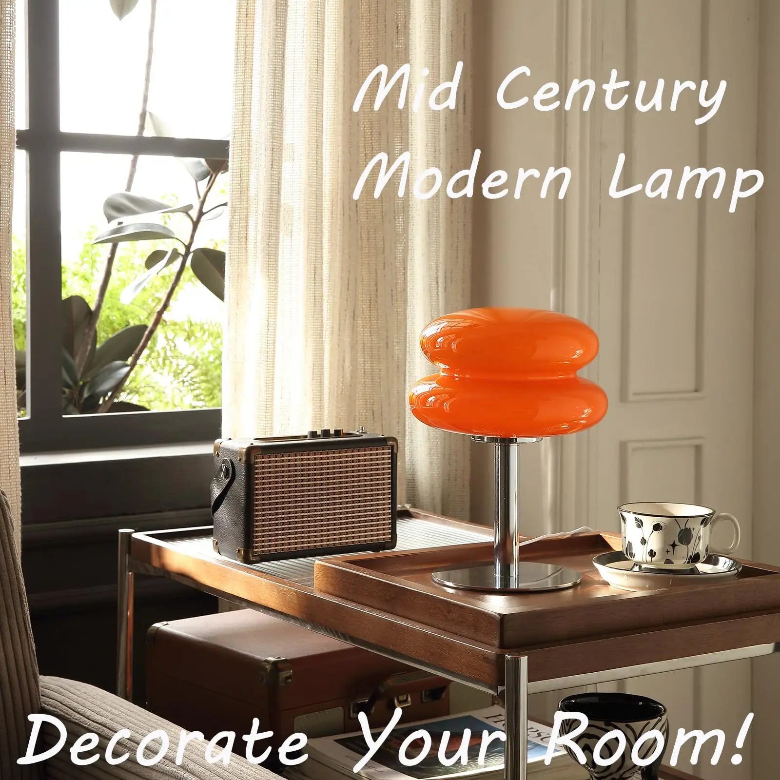 Macaron Glass Table Lamp 3-Color Dimmable LED Bedside Light for Bedroom Décor
