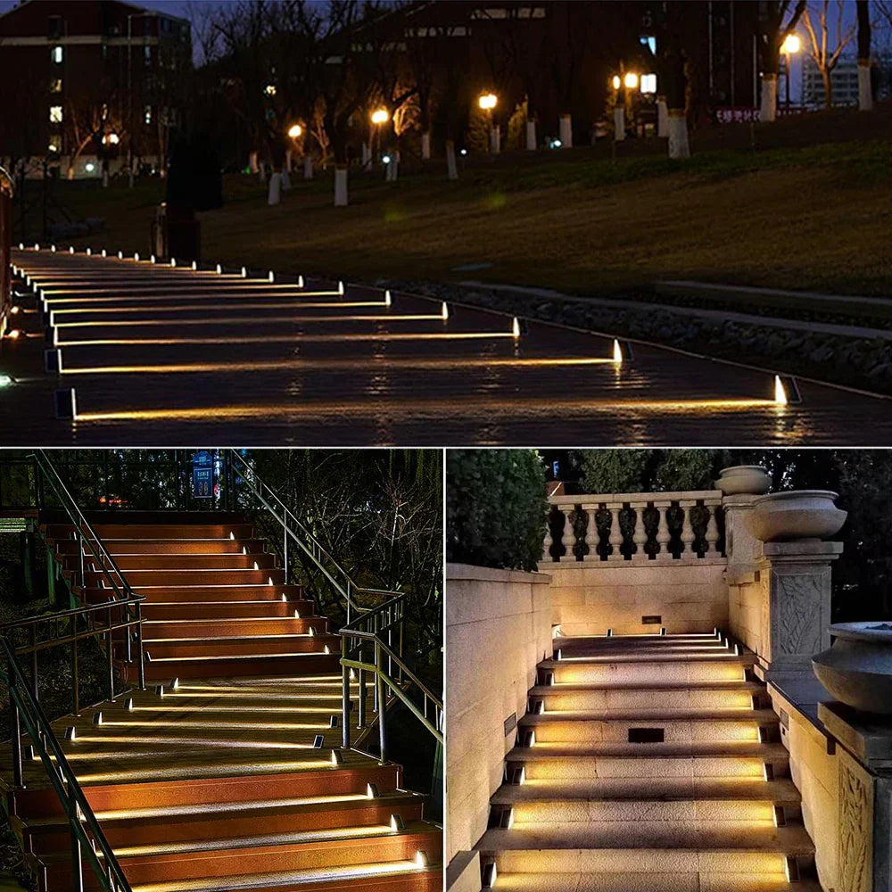 Outdoor Solar Step Lights Warm White RGB IP67 Waterproof Pathway Patio Yard