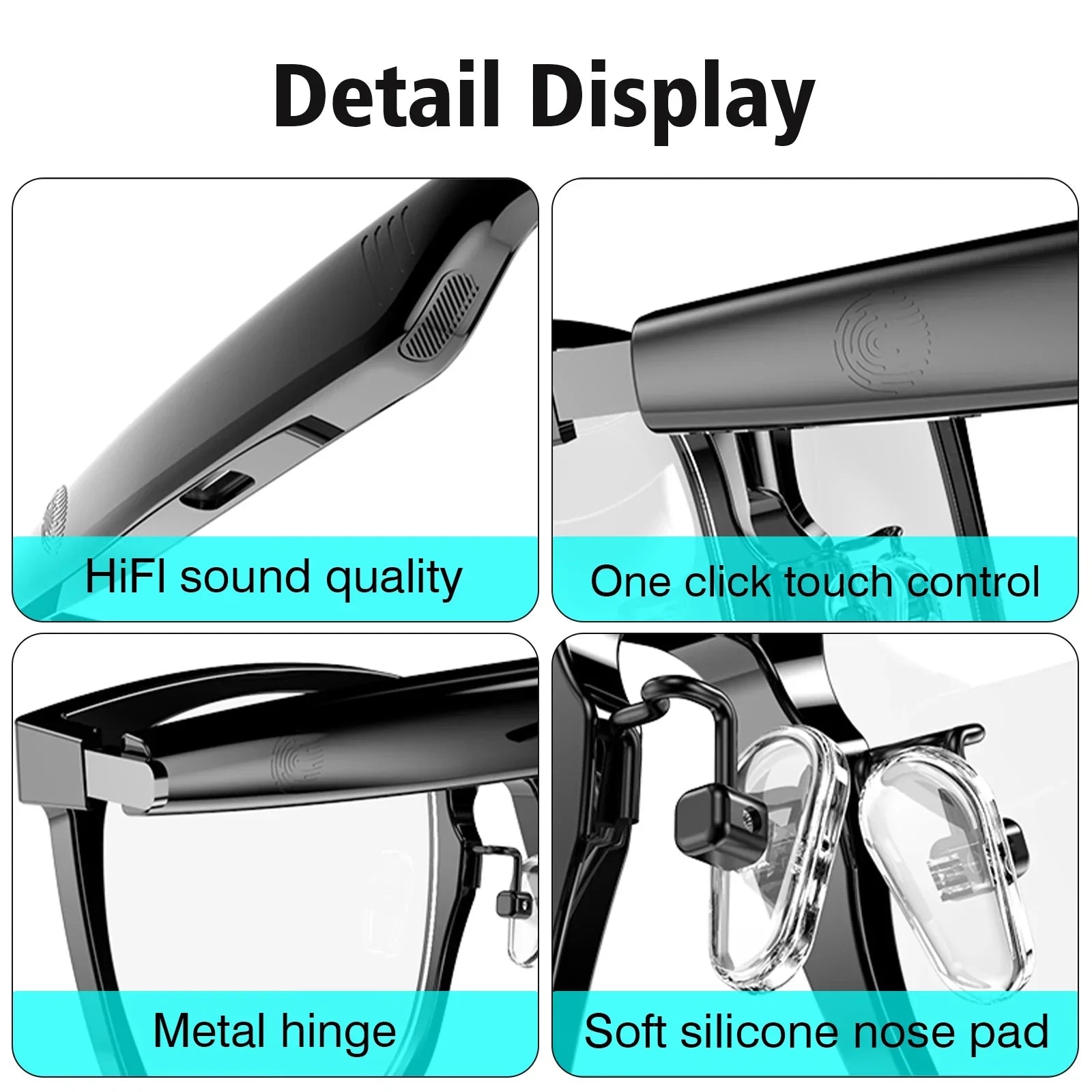 Wireless Smart Glasses with Bluetooth Music & Calling for Android iOS Tech