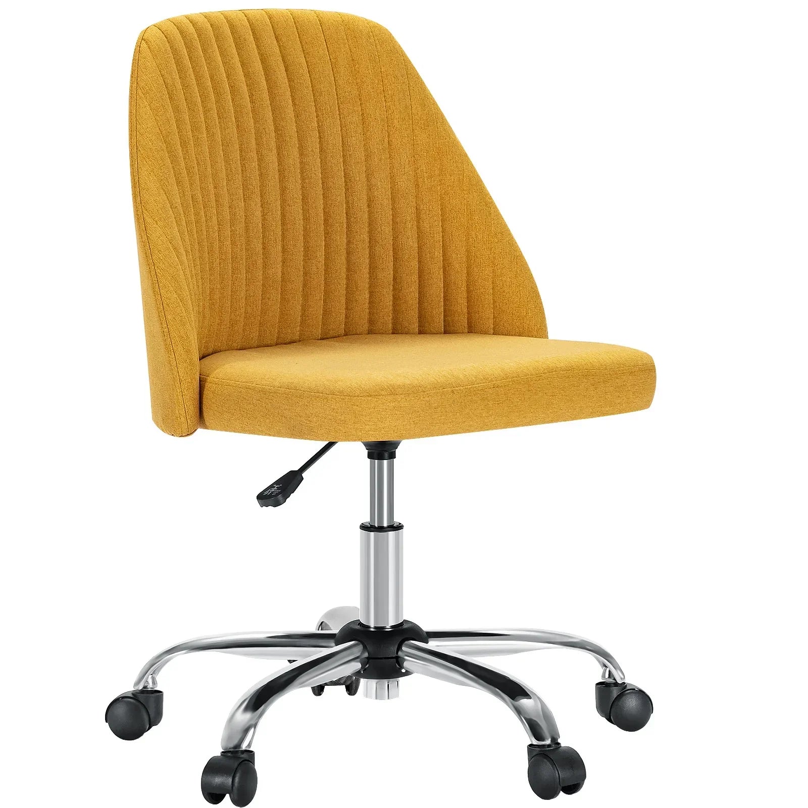 Armless Small Desk Office Chair Swivel Vanity Task Chair with Back and Wheels