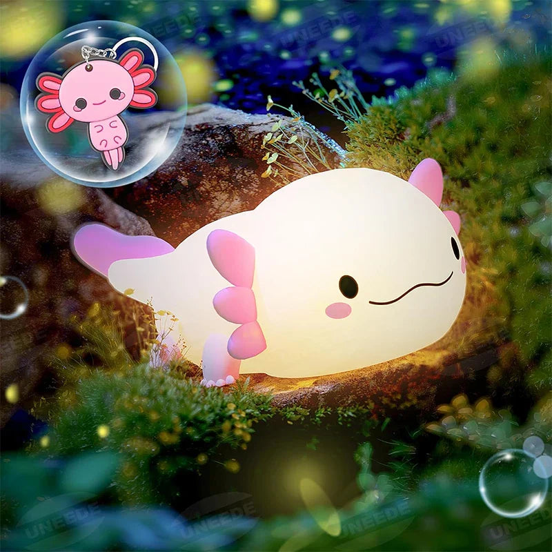 Axolotl Night Light Silicone Baby Night Lamp Touch Control USB Rechargeable Nursery