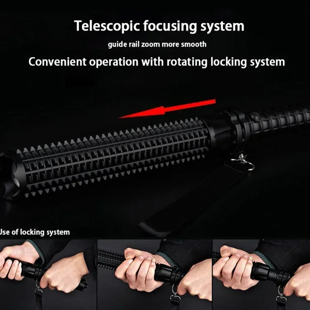 Heavy-Duty Telescopic LED Flashlight with Zoom Beam – Compact Utility Tool