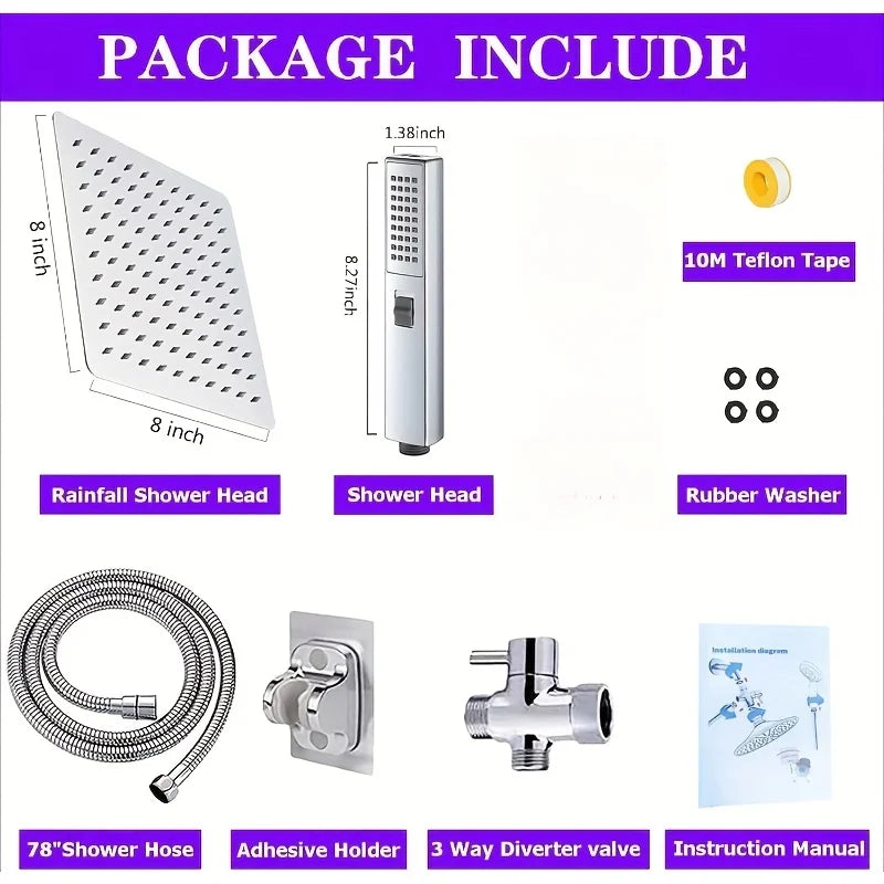 Chrome Stainless Steel Pressurized Shower Set Concealed Toilet Top Spray Arm