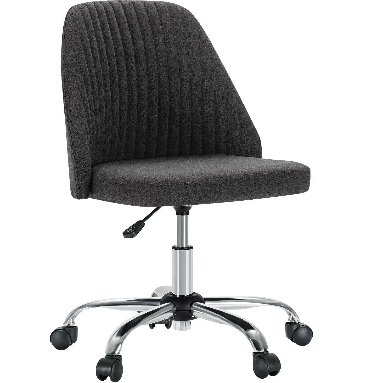 Armless Small Desk Office Chair Swivel Vanity Task Chair with Back and Wheels