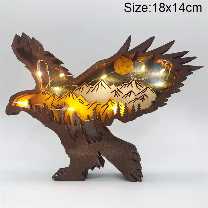 Wooden Animal LED Night Light Battery Table Lamp Kids Bedroom Decor Gift