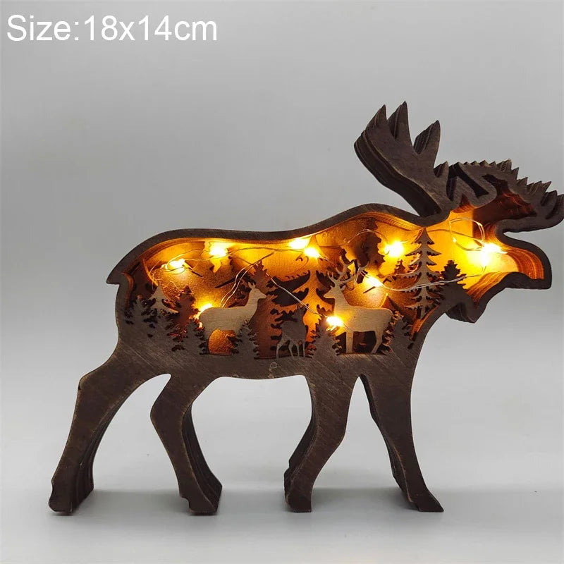 Wooden Animal LED Night Light Battery Table Lamp Kids Bedroom Decor Gift
