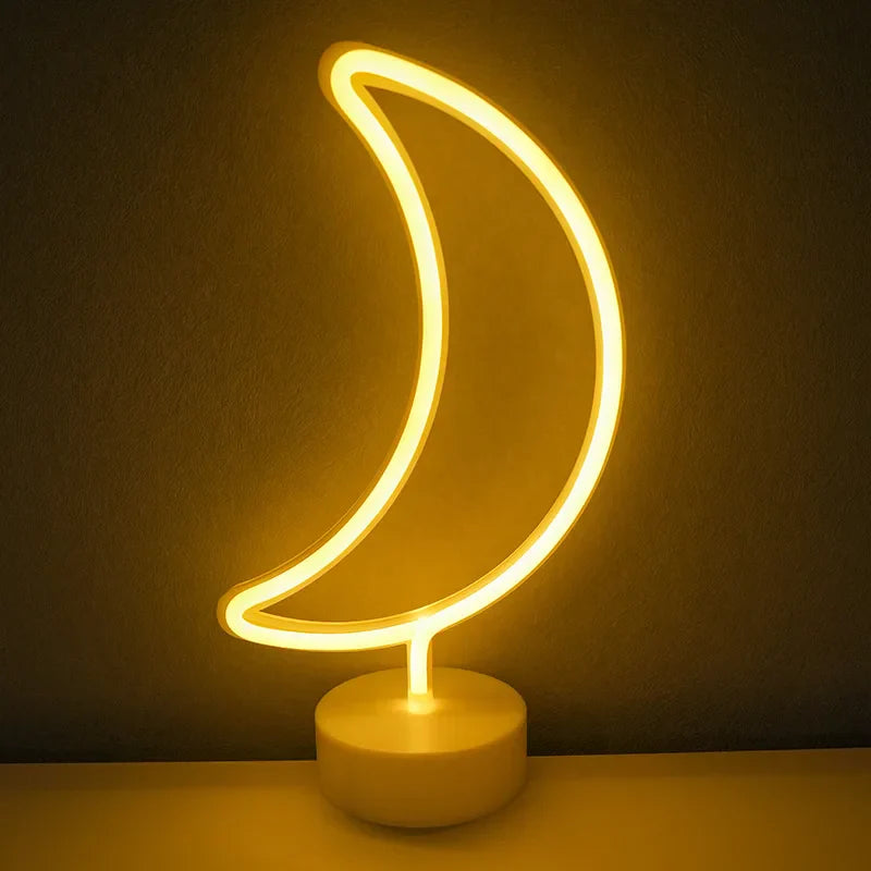 Neon Night Light USB Battery Table Lamp Flamingo Cactus Room Decor for Bedroom