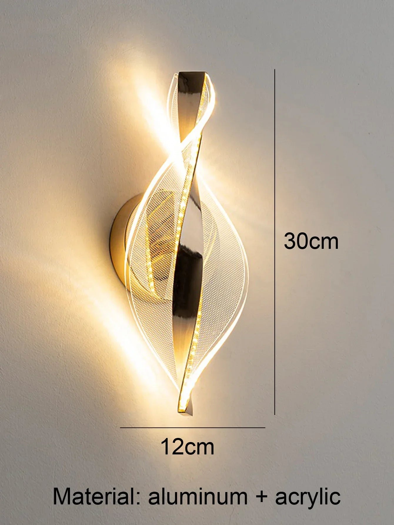 Modern LED Wall Lamp – Gold/Black Acrylic Light for Bedroom, Hallway & Living Room