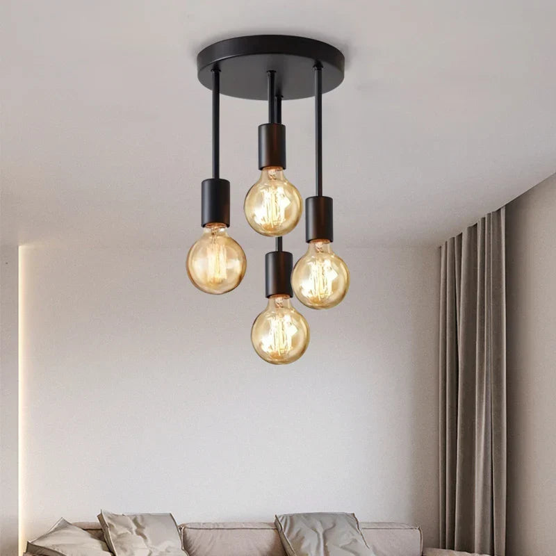 Black Modern 4 Light E27 Ceiling Fixture Bedroom Kitchen Hallway Chandelier