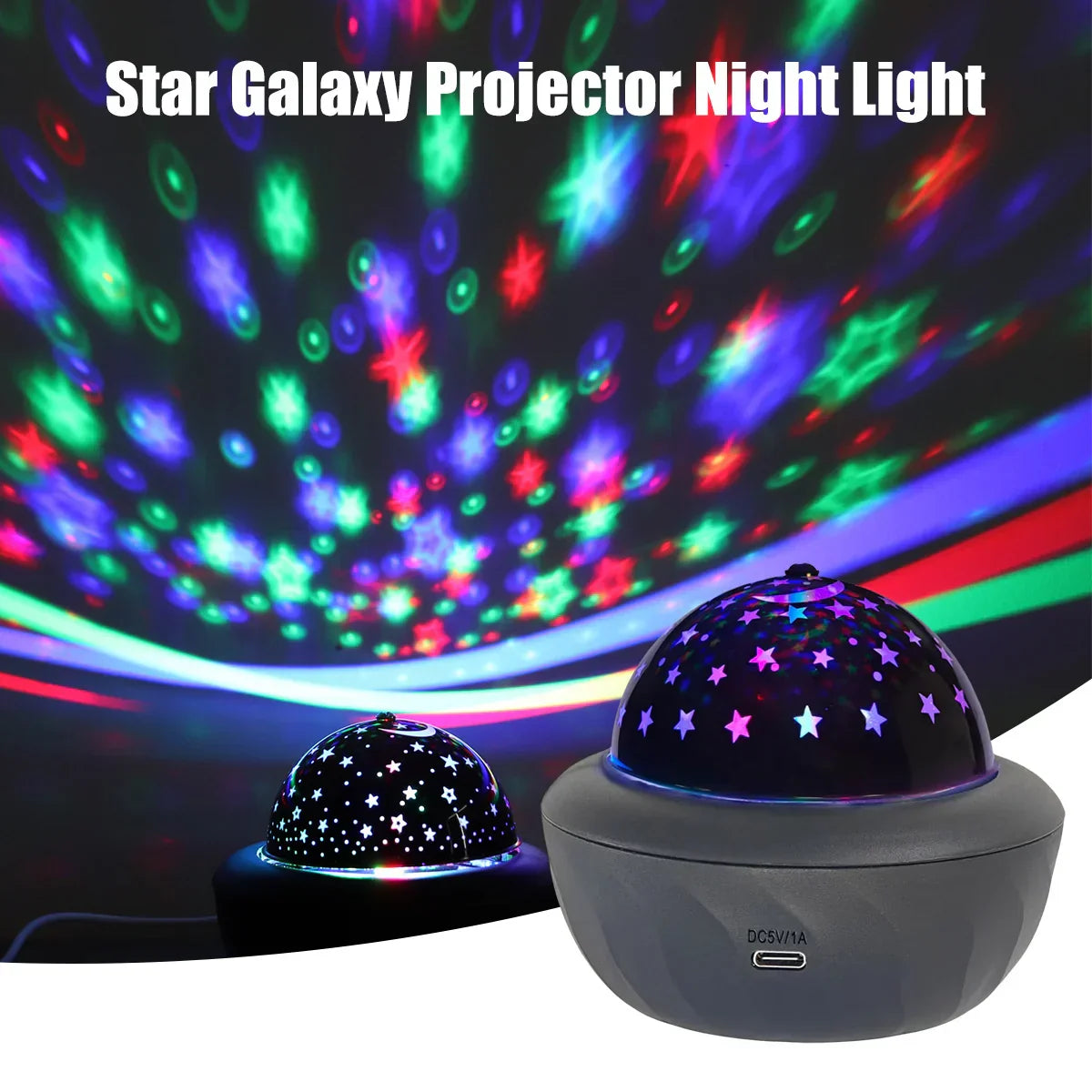 USB RGB Starry Night Sky Projector Rotating Moon Stars Lamp for Room Party Decor