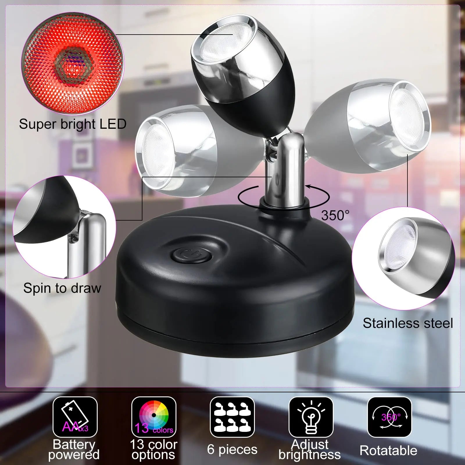 Dimmable LED Wall Sconce Remote Control 360° Rotating Bedroom Hallway Light
