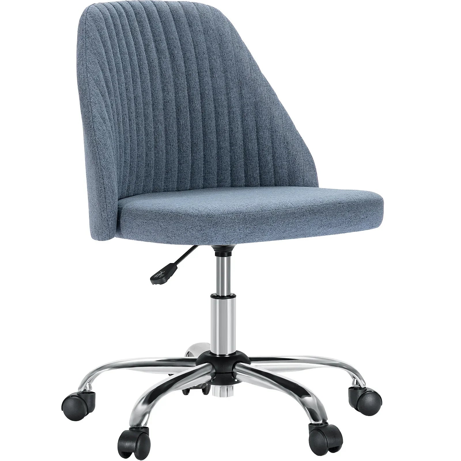 Armless Small Desk Office Chair Swivel Vanity Task Chair with Back and Wheels