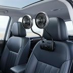 Comfort Breeze | Dual-Head Rear Seat Fan with 360° Rotation & USB-C Charging | Adjustable Airflow for Passenger Comfort