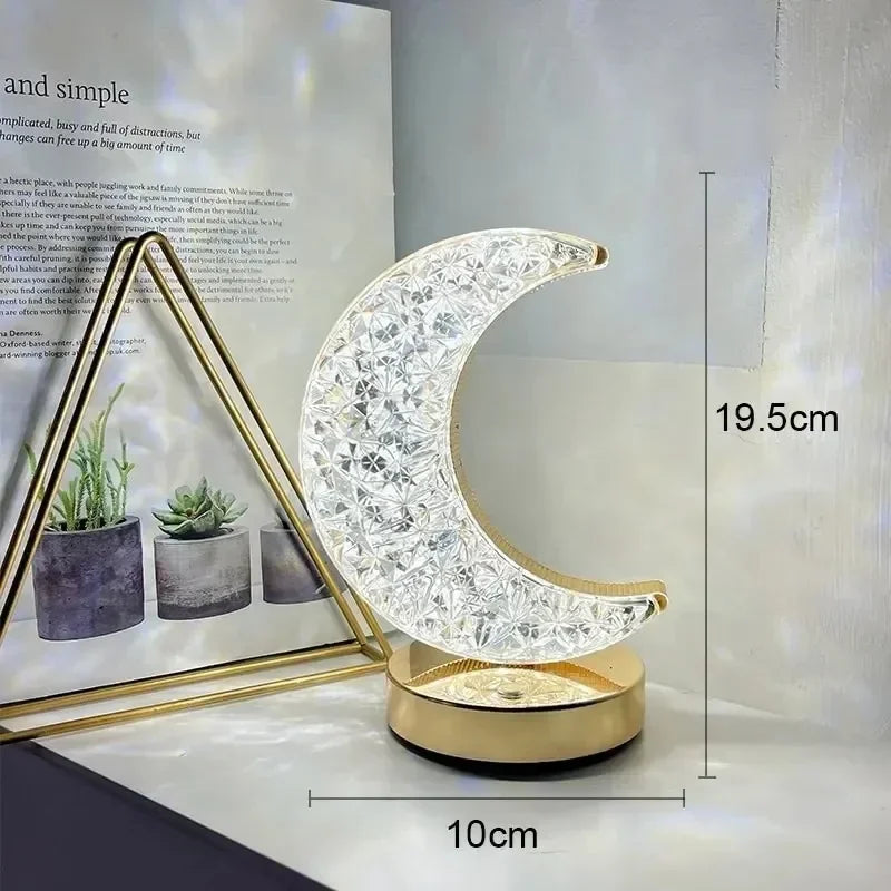 Crystal Touch LED Night Light – USB Dimmable Moon Lamp for Bedroom & Girls Room