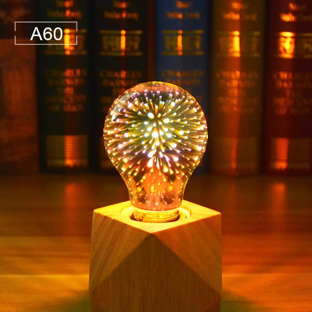3D Fireworks LED Bulb E27 Vintage Retro Colorful Decorative Light ST64