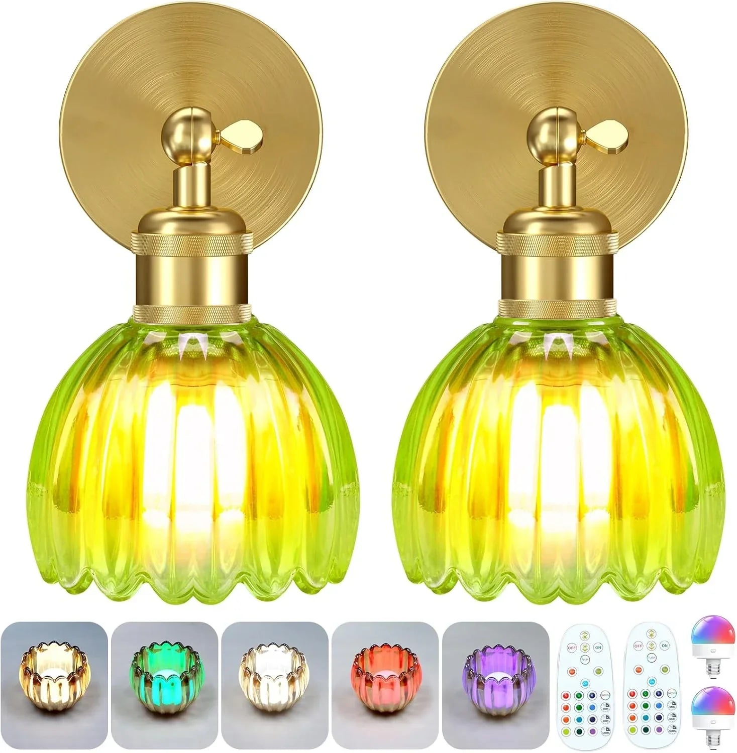 Wireless Rechargeable Wall Light Remote Control Dimmable RGB LED Lamp 15 Color