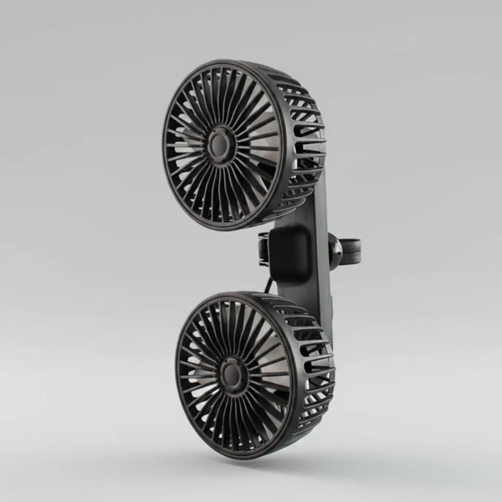 Portable Dual-Head USB Fan for Car with 360° Rotation & 3 Speed Settings for Ultimate Comfort