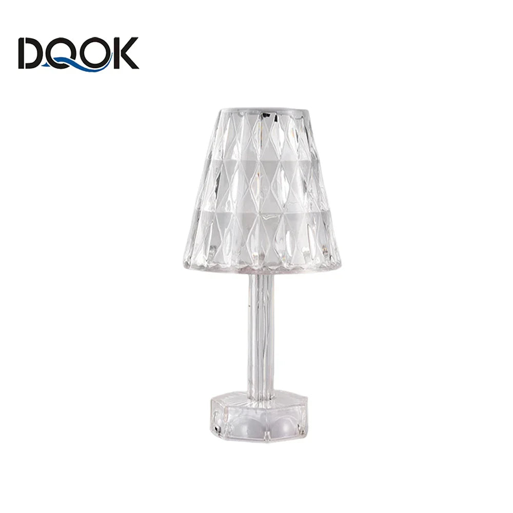 Diamond Crystal Projection Night Light USB Touch Control Bedside Desk Lamp Decor