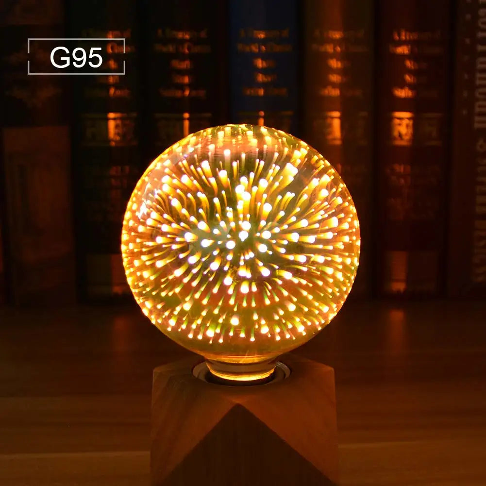 3D Fireworks LED Bulb E27 Vintage Retro Colorful Decorative Light ST64