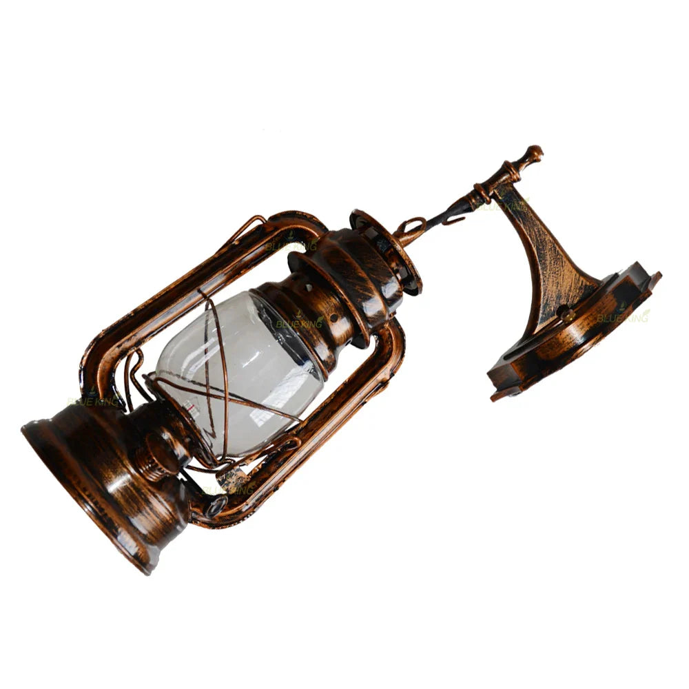 Vintage Iron Glass Wall Lamp Industrial Sconce for Bedroom Living Room Hallway