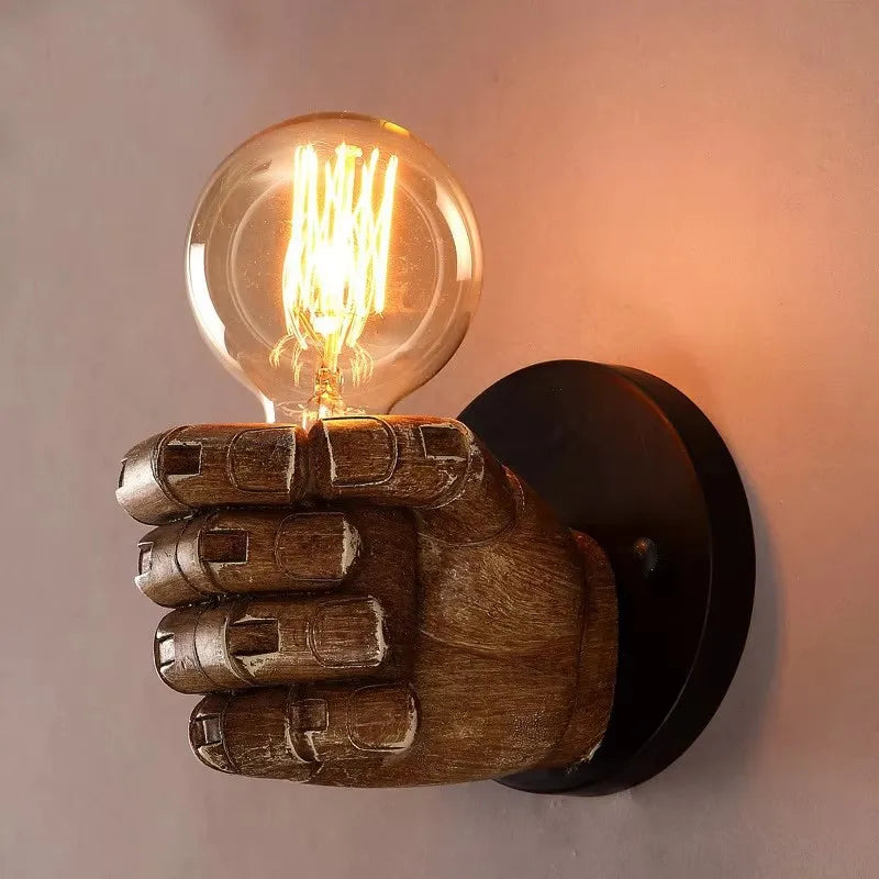 Resin Hand Wall Lamp – Left/Right Fist Sconce Light for Bar, Restaurant & Home Decor