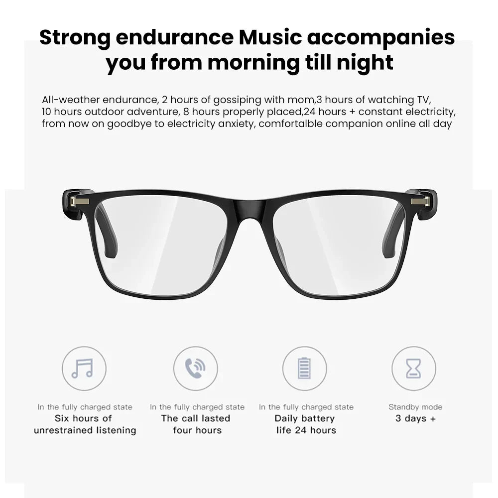 Bluetooth Smart Glasses Polarized Sunglasses Blue Light Filter Waterproof for Men