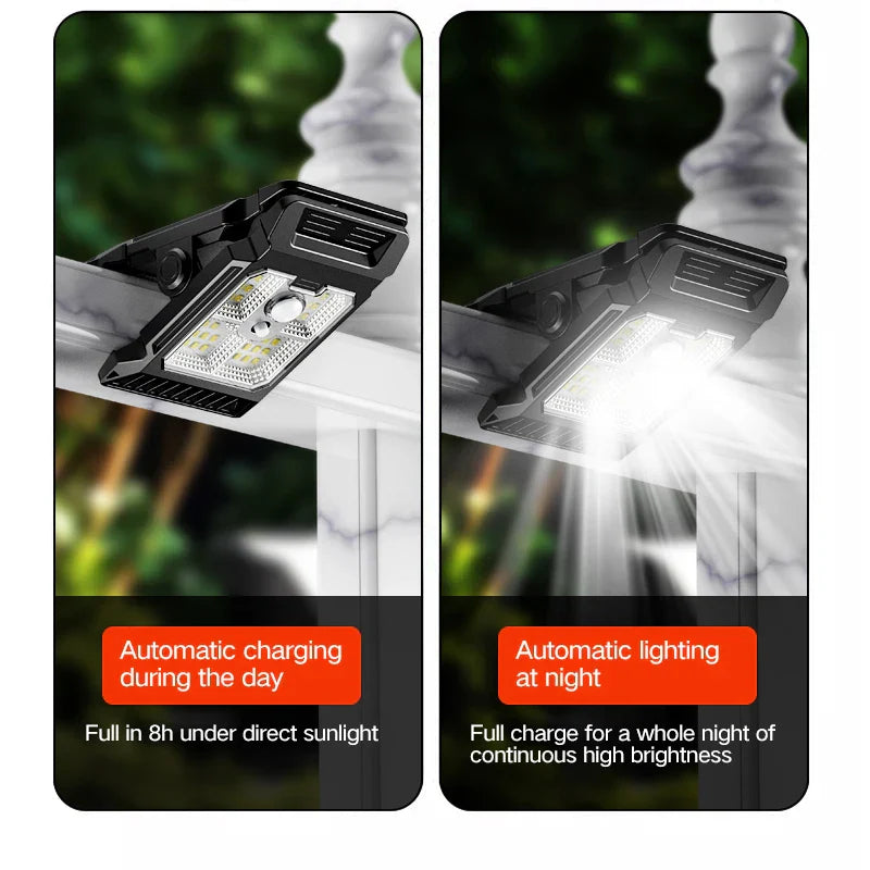 Solar Motion Sensor Garden Light Outdoor Courtyard Lawn Clip-On LED Lamp
