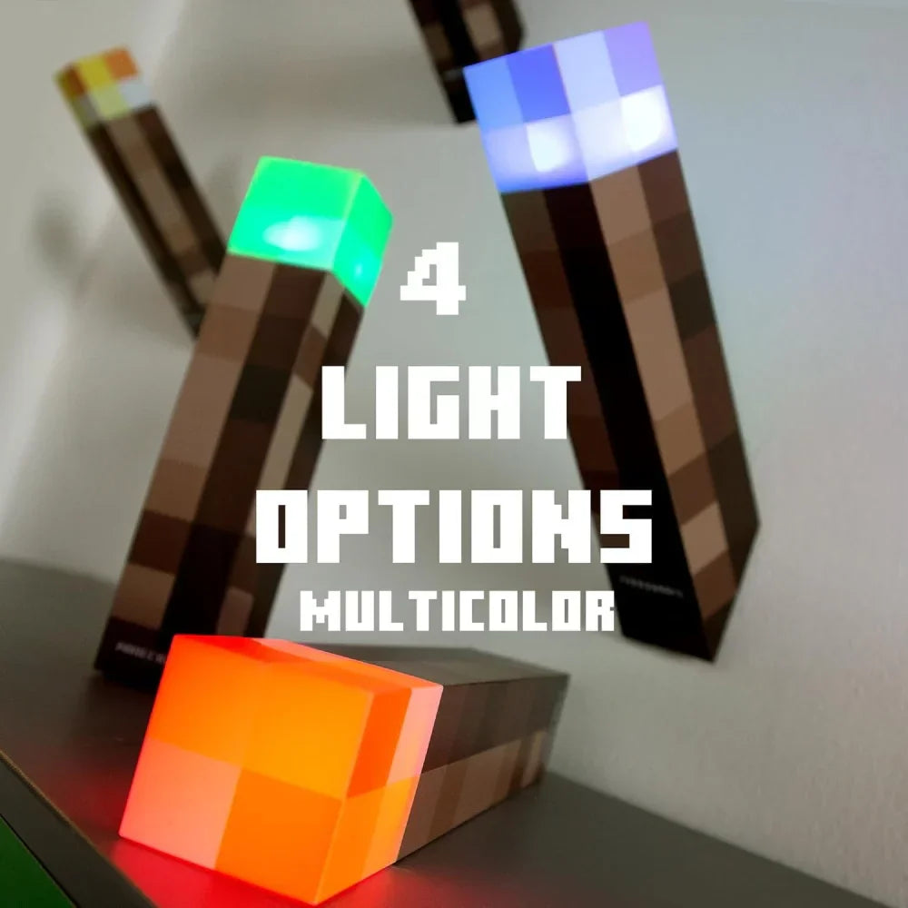 MC Game Torch Lamp LED Night Light 4 Colors USB Rechargeable Kids Bedroom Decor Gift