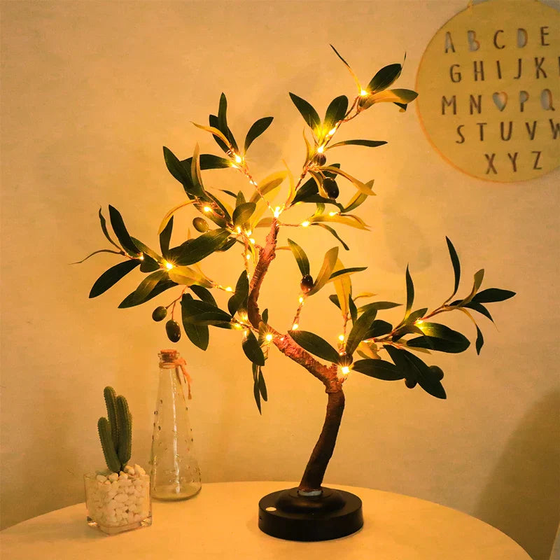 LED Tree Lights Green Battery Table Lamp Indoor Outdoor Bedroom Living Room Decor