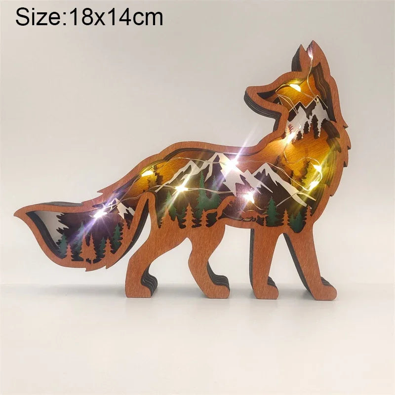 Wooden Animal LED Night Light Battery Table Lamp Kids Bedroom Decor Gift