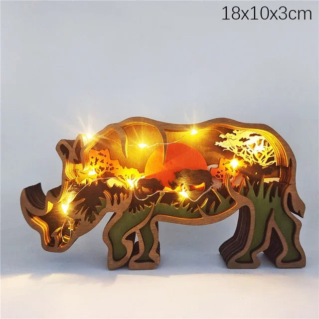 Wooden Animal LED Night Light Battery Table Lamp Kids Bedroom Decor Gift