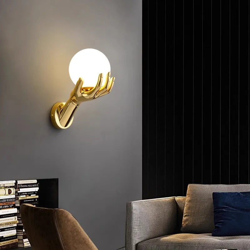 Indoor LED Wall Lamp Modern Resin Glass Bedside Wall Light Living Room Study