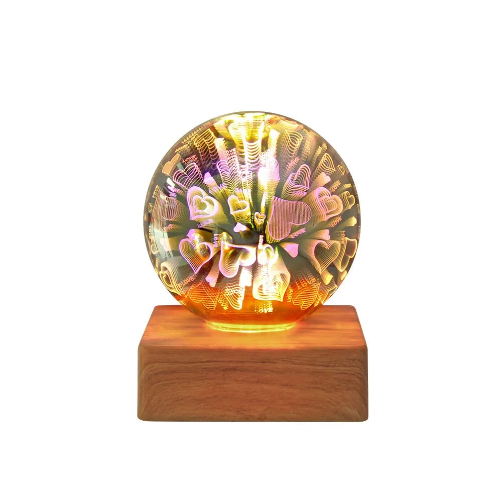 3D Firework LED Night Light Glass Ball Starry Sky Table Lamp Home Decor