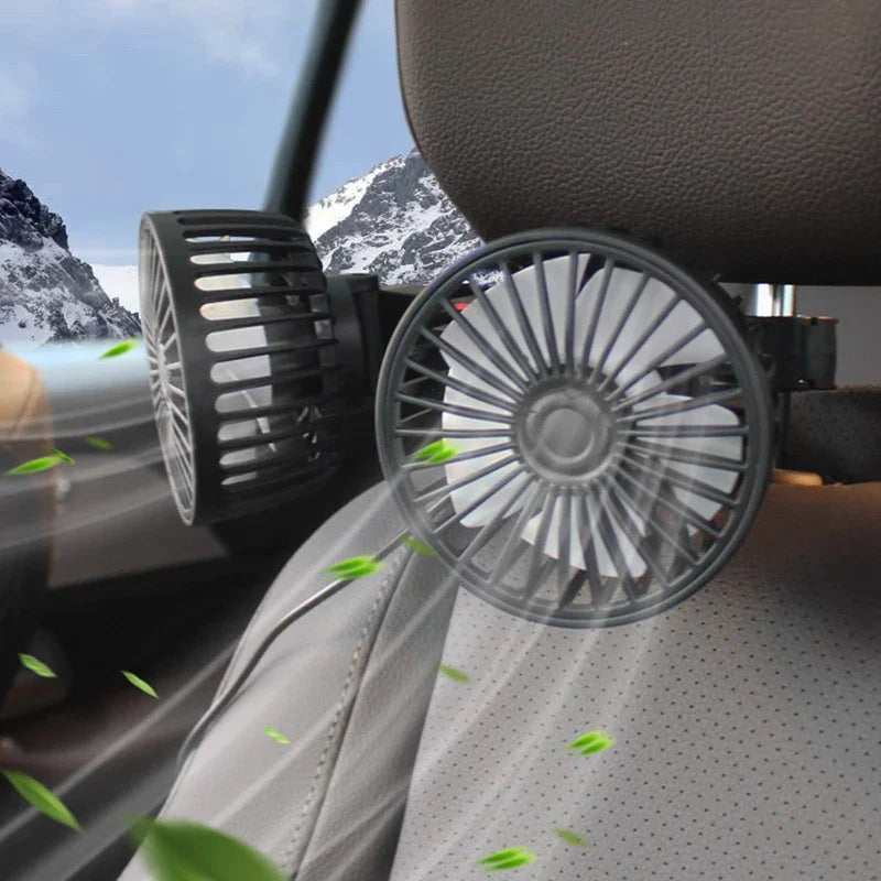 Portable Dual-Head USB Fan for Car with 360° Rotation & 3 Speed Settings for Ultimate Comfort