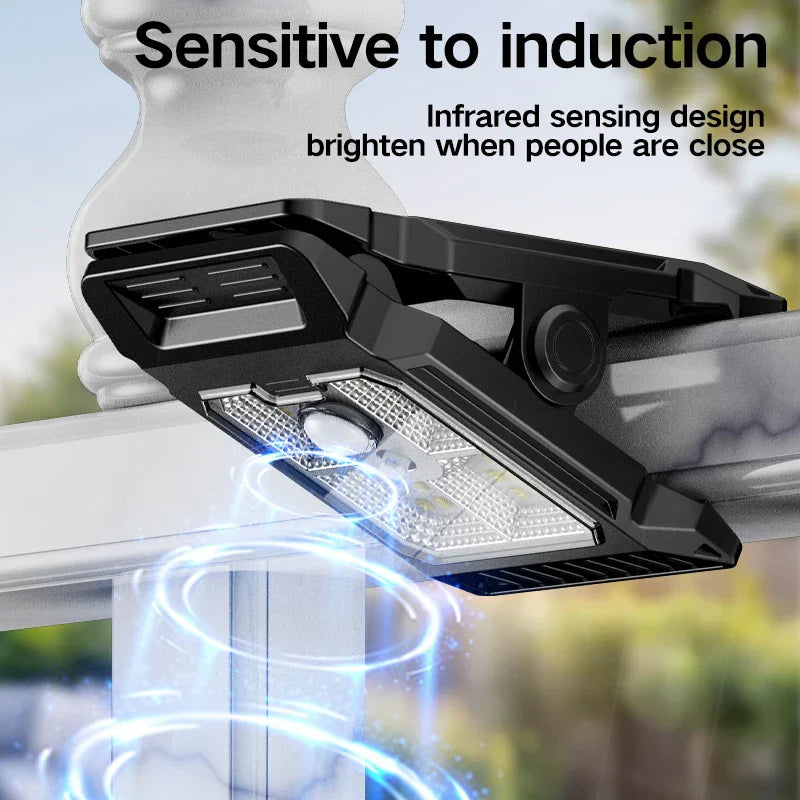 Solar Motion Sensor Garden Light Outdoor Courtyard Lawn Clip-On LED Lamp