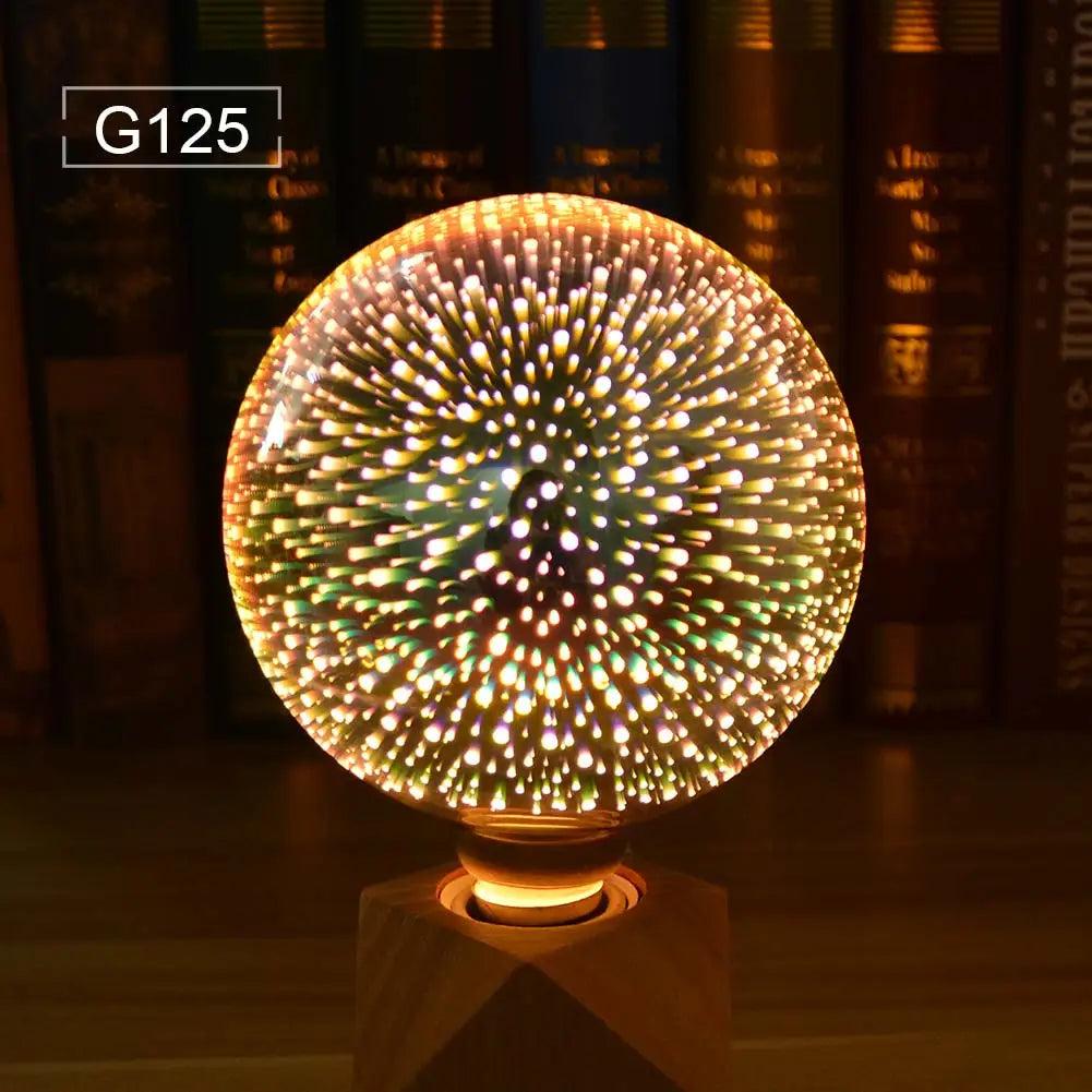 3D Fireworks LED Bulb E27 Vintage Retro Colorful Decorative Light ST64