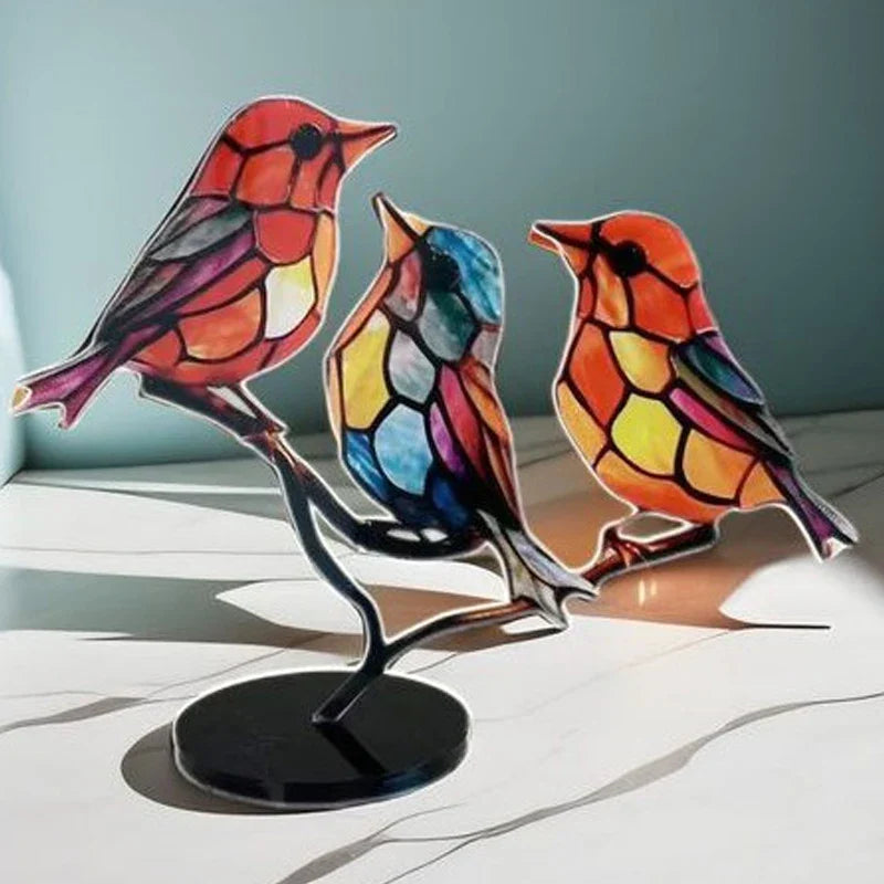 Colorful Bird Acrylic Desktop Decor Small Ornament for Home Office Shelf