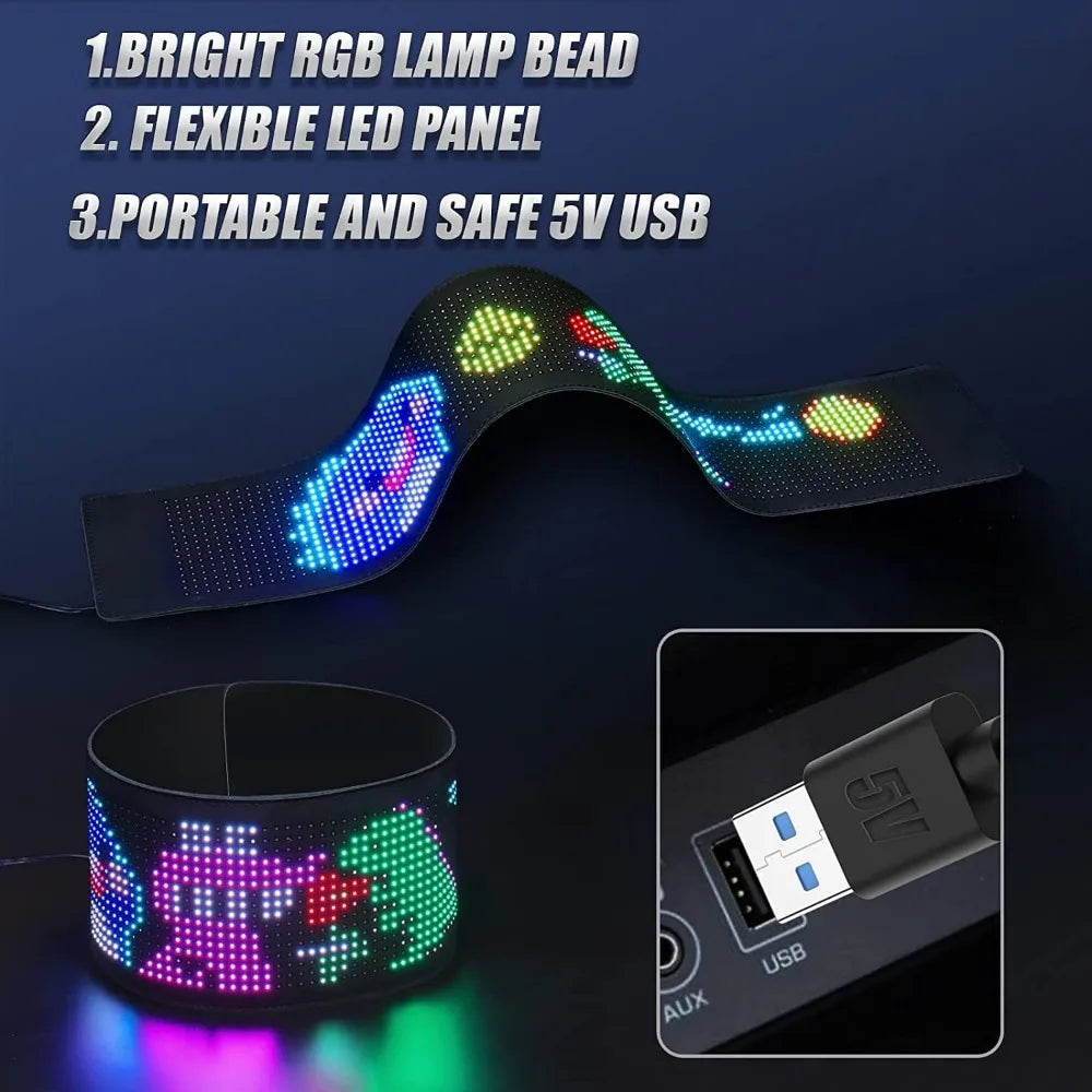 Programmable Scrolling LED Sign – Flexible Devil Eyes Light for Car & Store Display