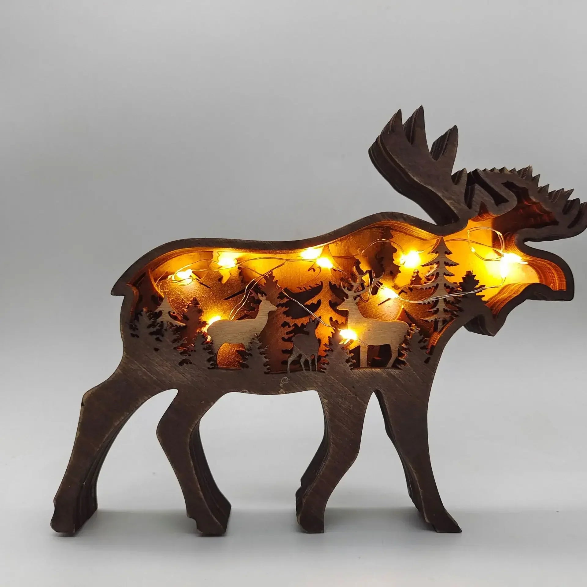 Wooden Animal LED Night Light Battery Table Lamp Kids Bedroom Decor Gift